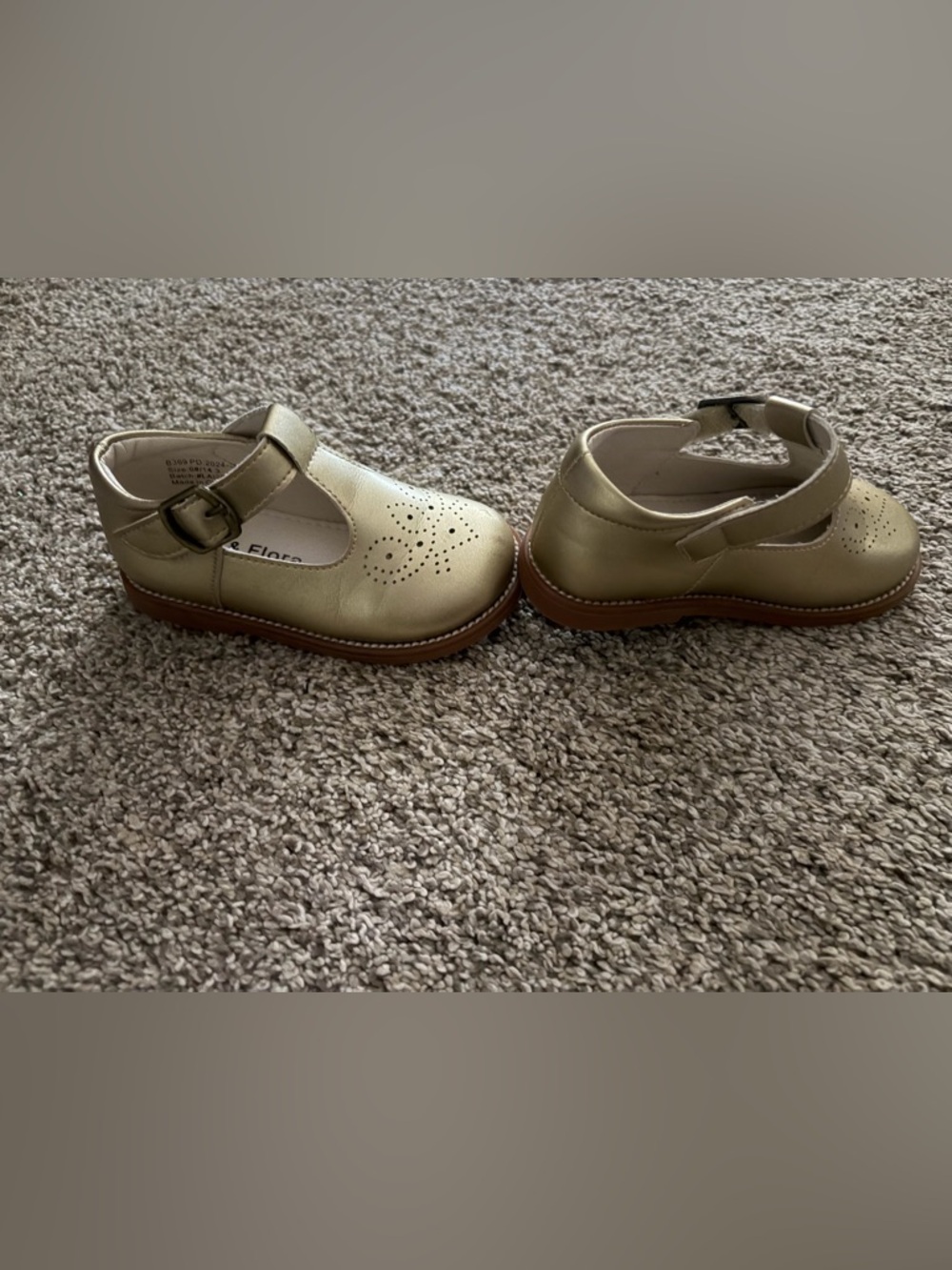 Girls' Metallic Gold T-Strap Dress Shoes